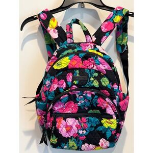 Vera Bradley Hilo Meadow Quilted Mini Backpack Bright Floral Black 23725-N10